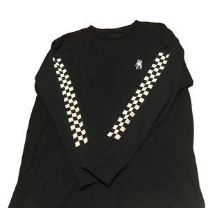 Vintage Space man long sleeve shirt with checkered sleeves  ($10) XL Mens